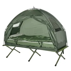 1 person Foldable Camping TentWithSleeping Bag Air Mattress Outdoor Hiking Picnic Bed cotWithFoot Pump