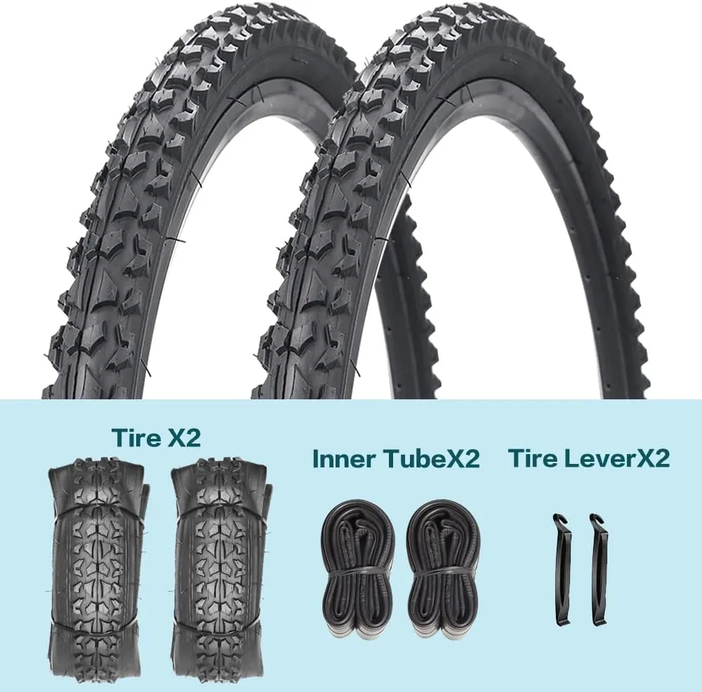 2 Pack 24" / 26"x 2.125" Bike Tire Folding Mountain Bike Replacement Bicycle Tire