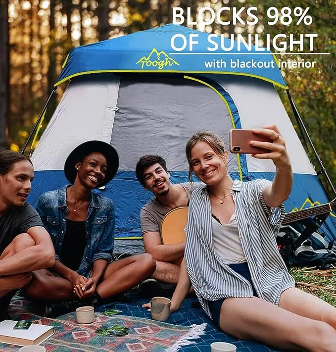 3/4 Person/6 Person Camping Tent Fast Cabin Tent with Instant Setup Tent, Weatherproof Tent Easy Quick Set Up & Pop Up in 60 Seconds with Rainfly Backpack for Family Camping,Upgraded Ventilation