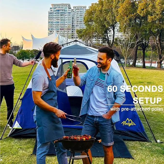3/4 Person/6 Person Camping Tent Fast Cabin Tent with Instant Setup Tent, Weatherproof Tent Easy Quick Set Up & Pop Up in 60 Seconds with Rainfly Backpack for Family Camping,Upgraded Ventilation