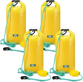 4 Pcs Sand Anchor 20 L 2 in 1 PWC Waterproof Dry Bag with Adjustable Buoy Kayak Anchor for Hiking, Camping, Water Sports, Small Boats, Power Watercrafts, Canoes, Seadoo and Swim Mat