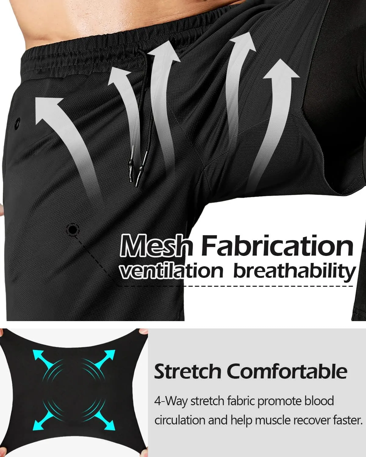 Aolesy Men's 2 in 1 Running Pants, Gym Workout Compression Pants for Men Training Athletic Pants