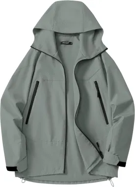 Avoogue Rain Jacket for Women Loose Fit Waterproof Lightweight Lined Rain Coat Hiking Windbreaker Jacket with Hood
