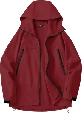 Avoogue Rain Jacket for Women Loose Fit Waterproof Lightweight Lined Rain Coat Hiking Windbreaker Jacket with Hood