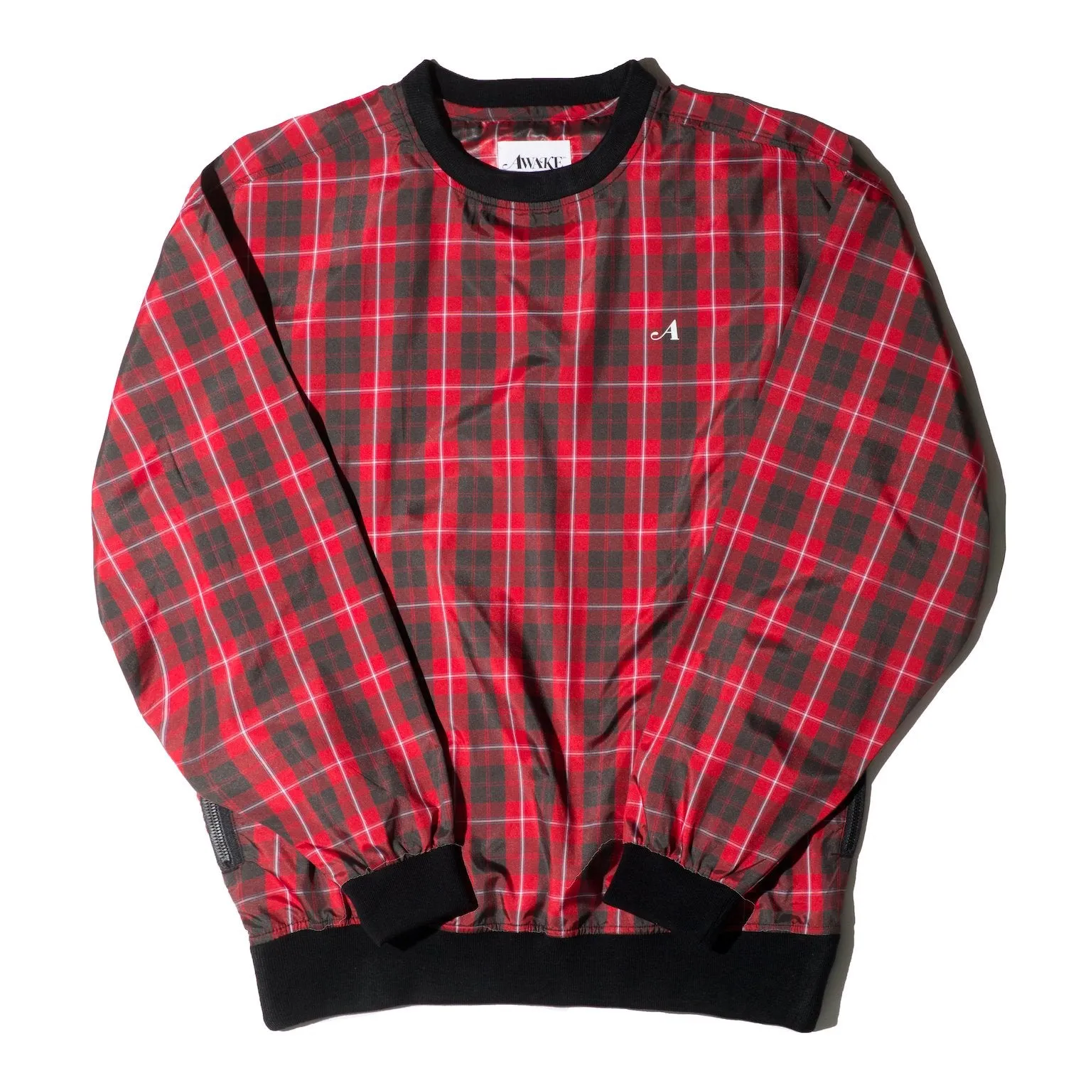 AWAKE NY Plaid Windbreaker Pullover Jacket Red