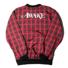 AWAKE NY Plaid Windbreaker Pullover Jacket Red