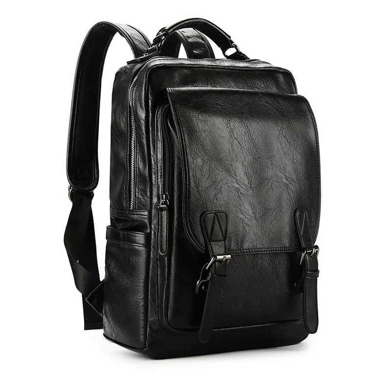 Backpack Trendy Men  Student Travel Release Buckle Pu shoulder bag
