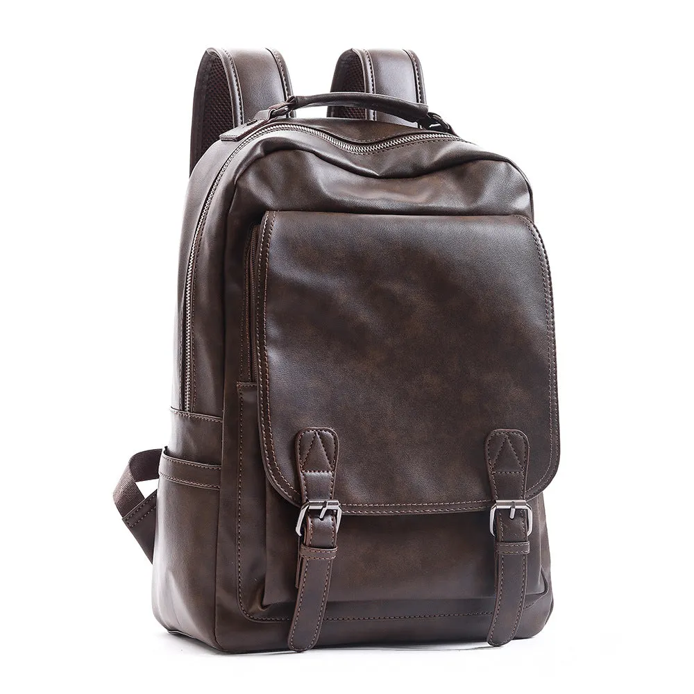 Backpack Trendy Men  Student Travel Release Buckle Pu shoulder bag
