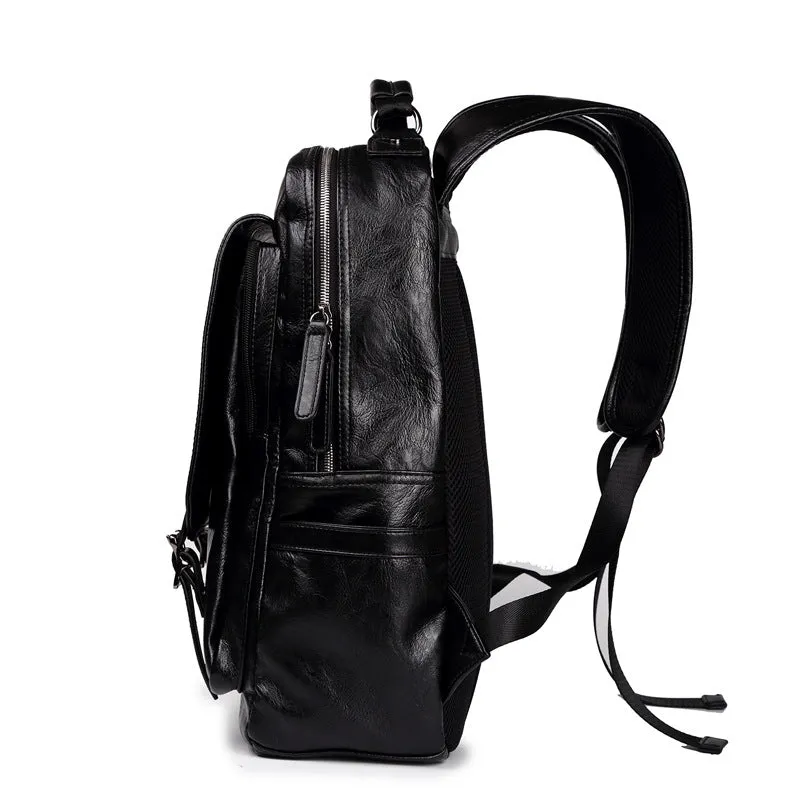 Backpack Trendy Men  Student Travel Release Buckle Pu shoulder bag