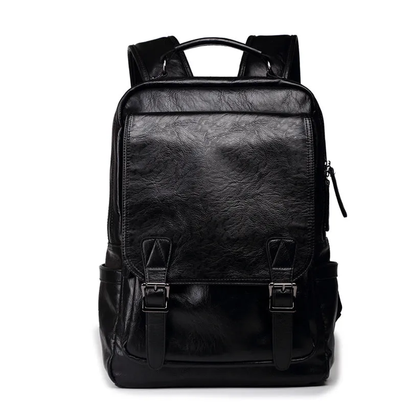Backpack Trendy Men  Student Travel Release Buckle Pu shoulder bag