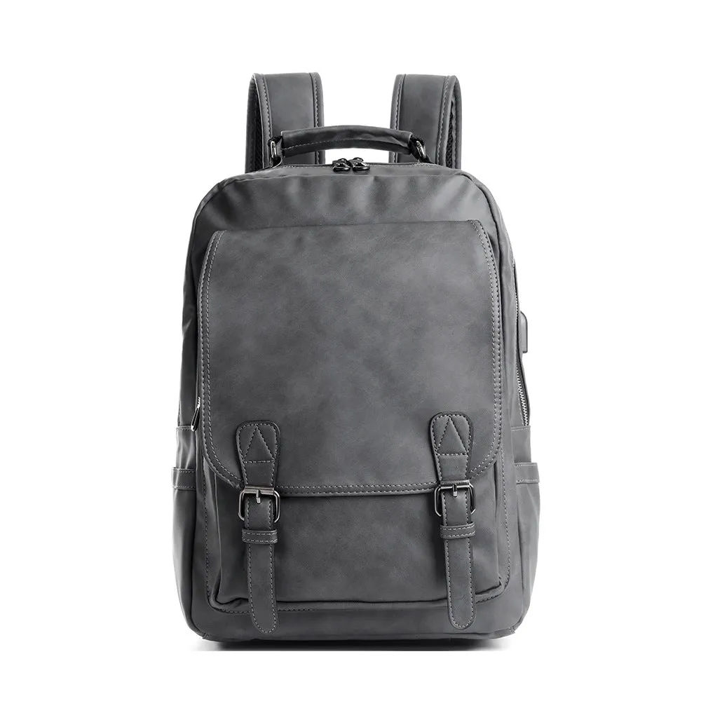 Backpack Trendy Men  Student Travel Release Buckle Pu shoulder bag