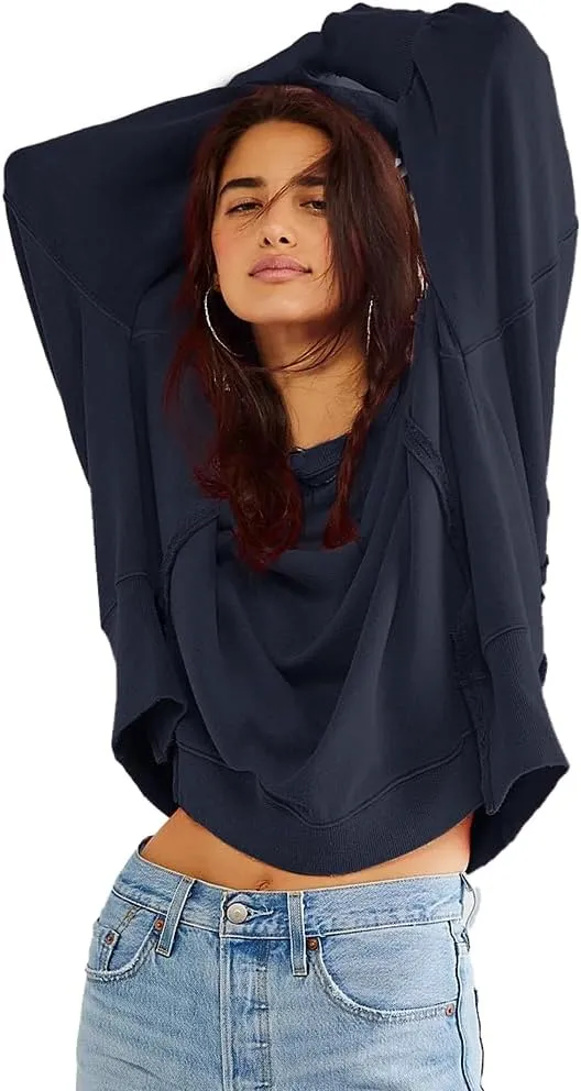 Beaully Women's Oversized Sweatshirts Crew Neck Long Sleeve Side Slit Pullovers Sweatshirt Casual Fall Clothes Sweater