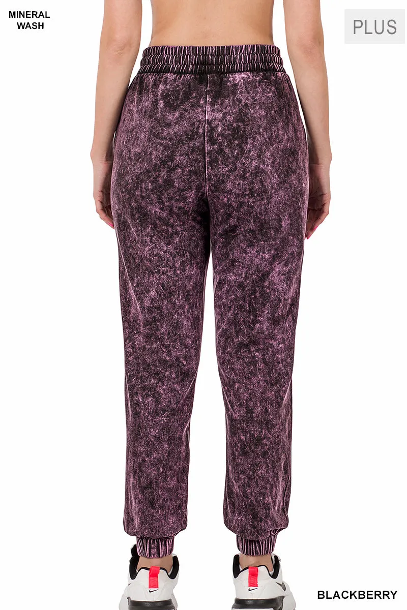 Blackberry Plus Size Mineral Wash Jogging Sweat Pants