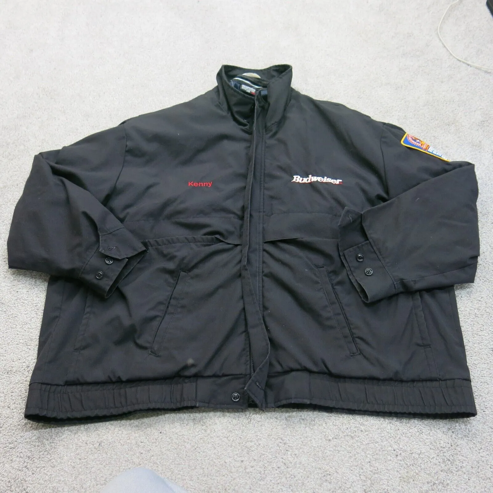 Budweiser Mens Thinsulate Windbreaker Jacket Full Zip Master Liner Black SZ 3XL