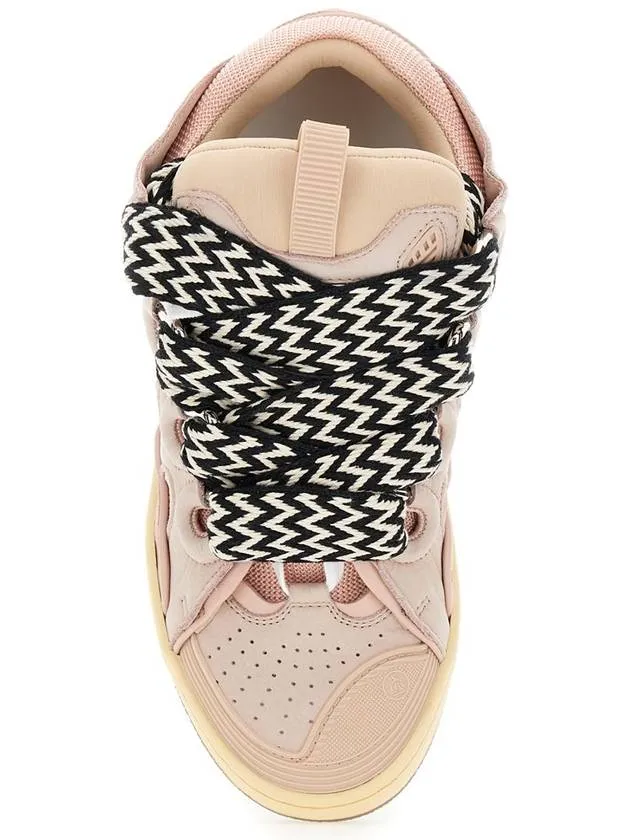 'Curb' Pink Sneakers With White And Black Laces In Leather Pink Unisex