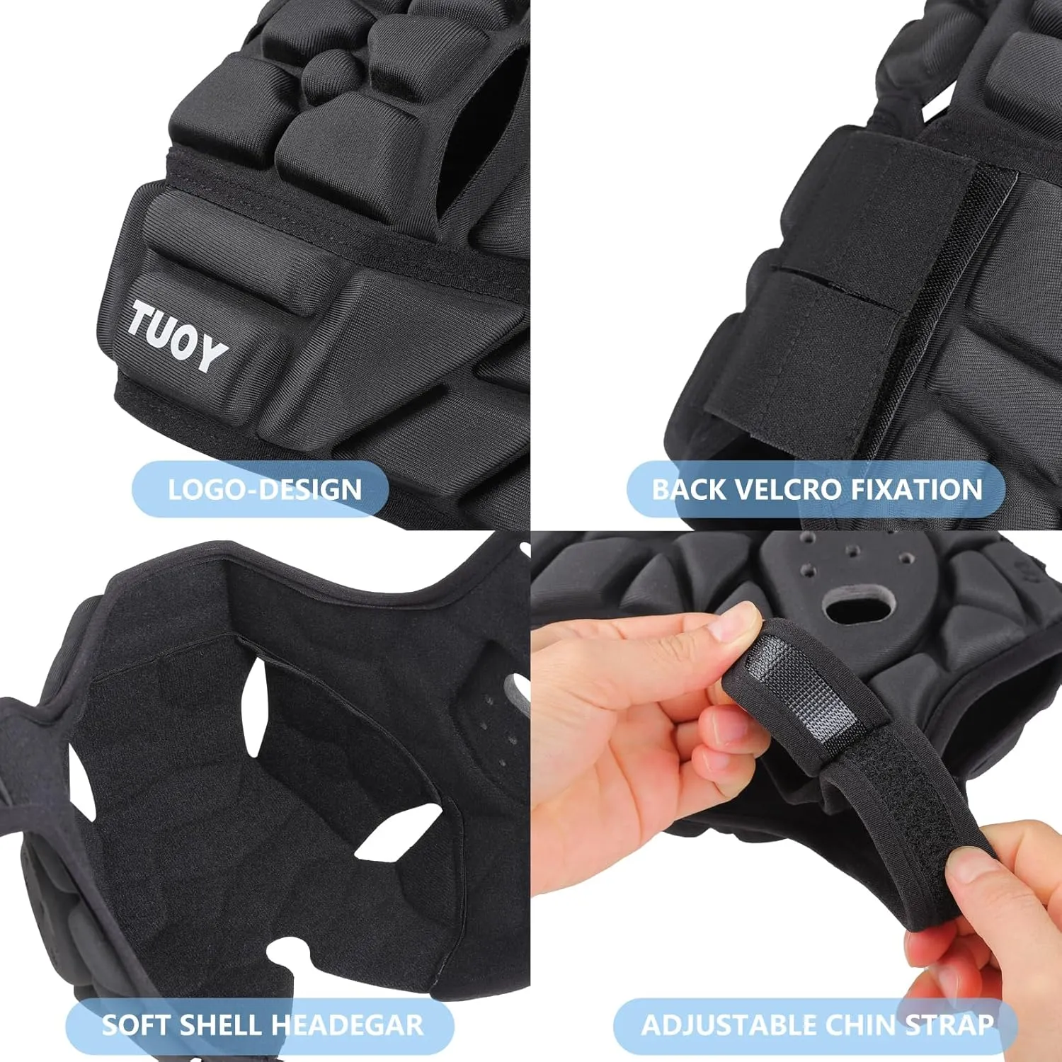 DGXINJUN Soft Shell Flag Football Helmet 7v7 Rugby Helmet Headguard Adjustable Padded Headgear for Youth Kids Adults