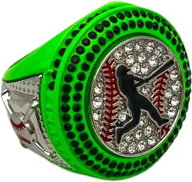 Discount Sports Rings, Baseball or Softball Batter FINALIST RING ??Player Award, assorted colors and gemstones (Neon Green)