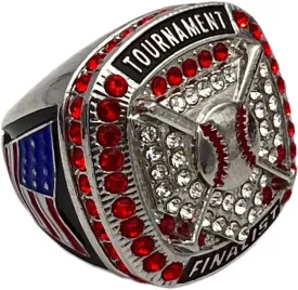 Discount Sports Rings HOME PLATE FINALIST RING ??SILVER BODY, RED STONE, Premium Softball Baseball Ring/Player/Team Awards/Tournament Ring 1-25