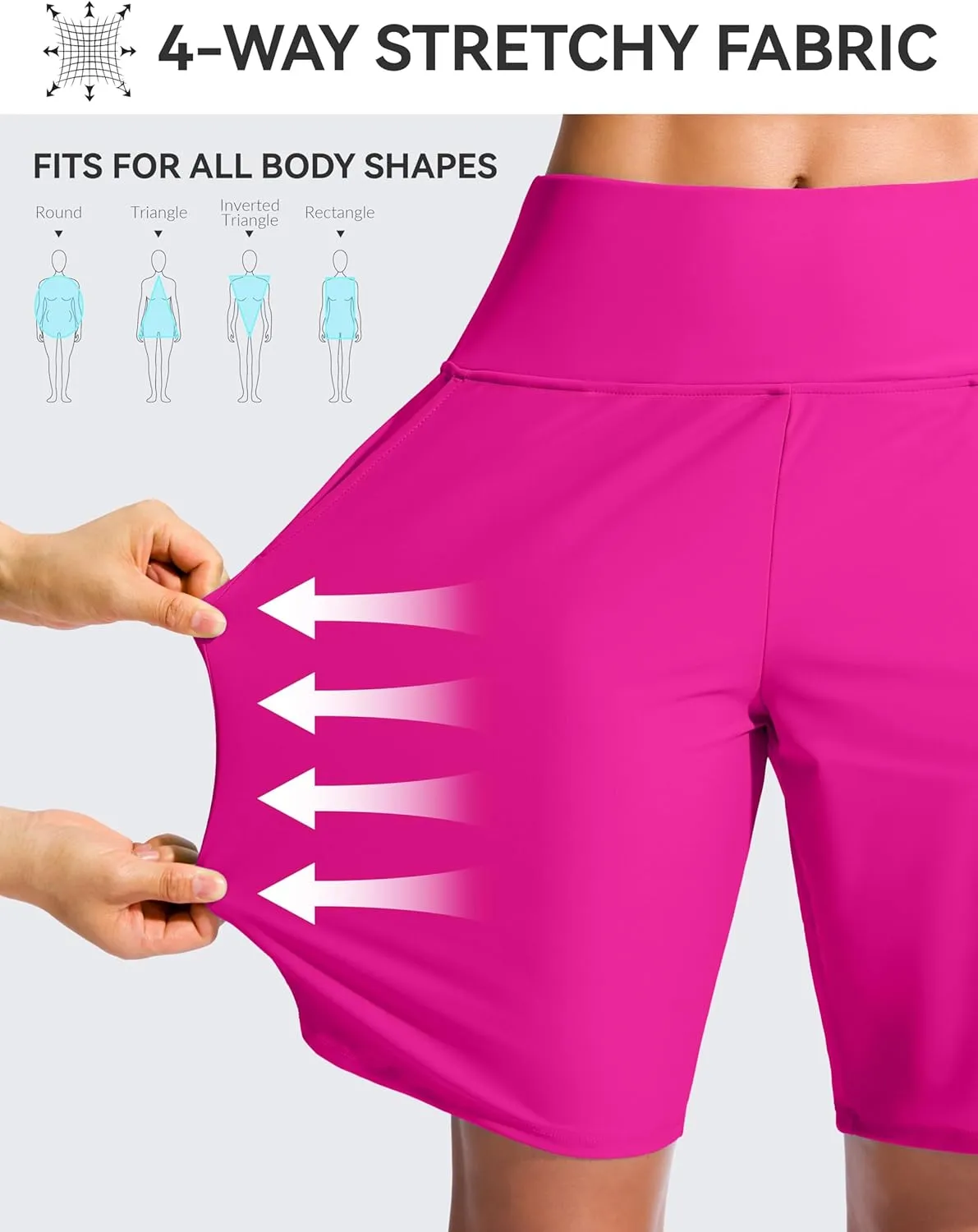 G Gradual Women's 9" Long Swim Board Shorts High Waisted Quick Dry Beach Swimming Shorts for Women with Pockets Liner