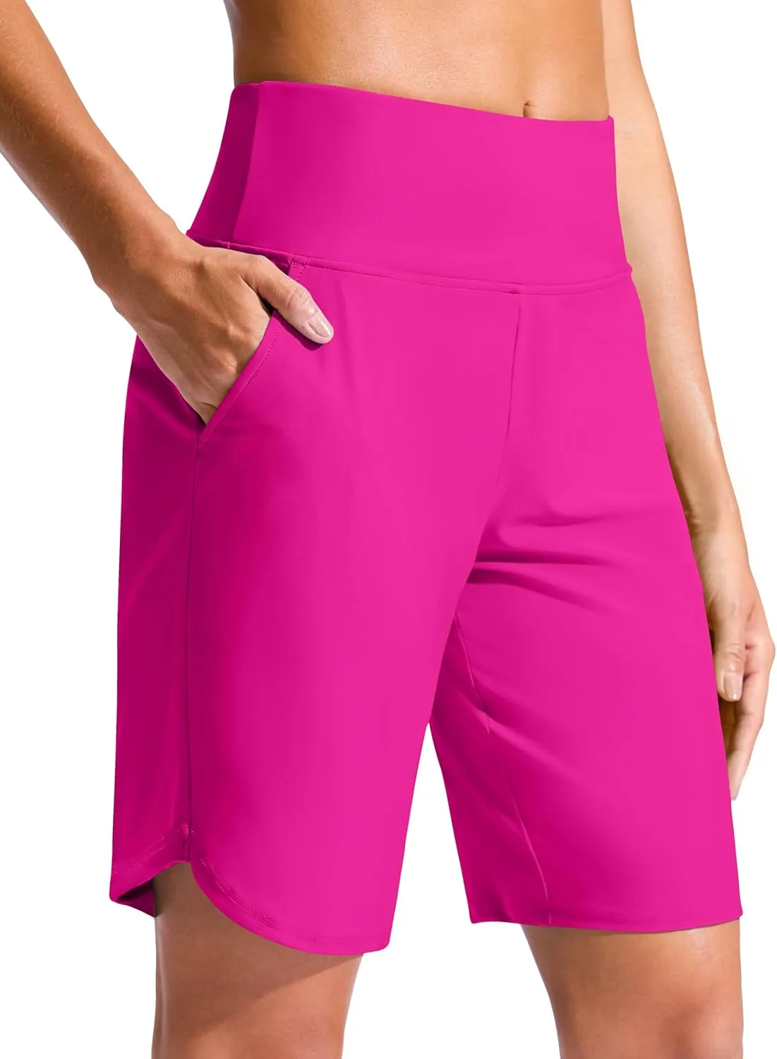 G Gradual Women's 9" Long Swim Board Shorts High Waisted Quick Dry Beach Swimming Shorts for Women with Pockets Liner