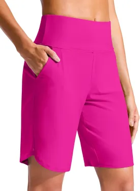 G Gradual Women's 9" Long Swim Board Shorts High Waisted Quick Dry Beach Swimming Shorts for Women with Pockets Liner