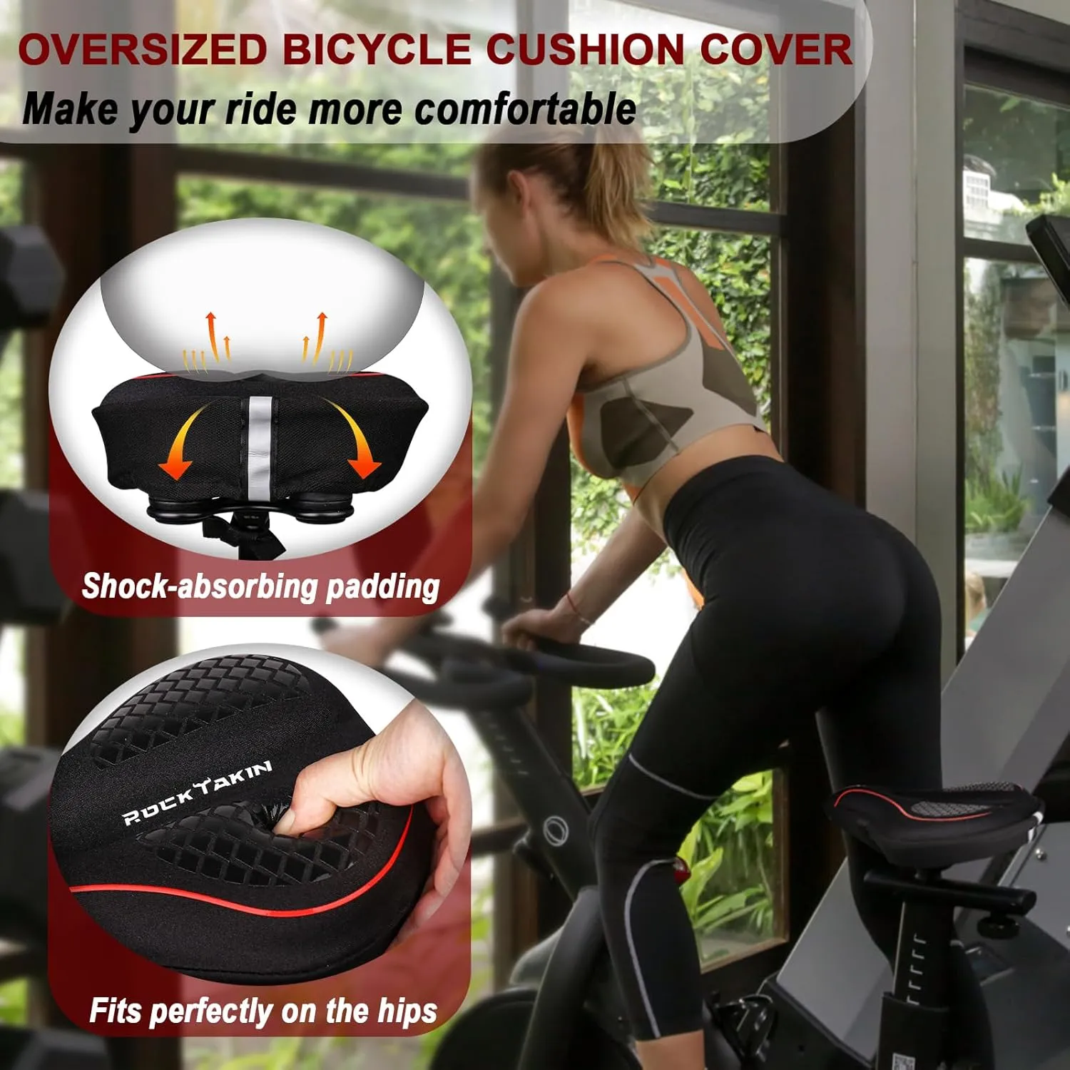 Gel Bike Seat Cover, Cushioned Bicycle Saddle Pad for Road, Mountain, Exercise Bikes