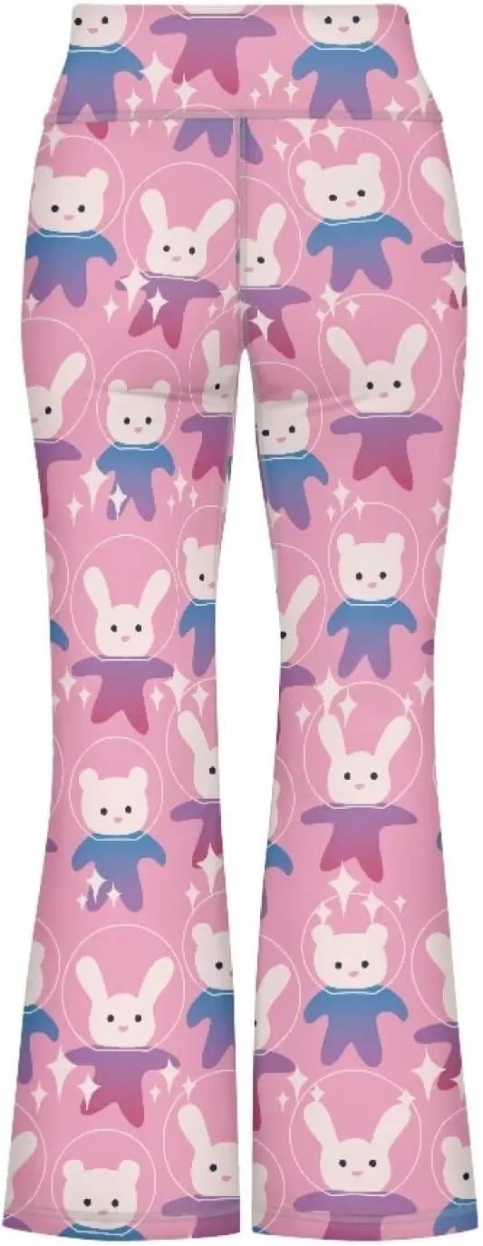 Girls' Athletic Leggings Bell Bottoms Kids Dance Running Yoga Pants High Waisted Workout Active Dance Tights