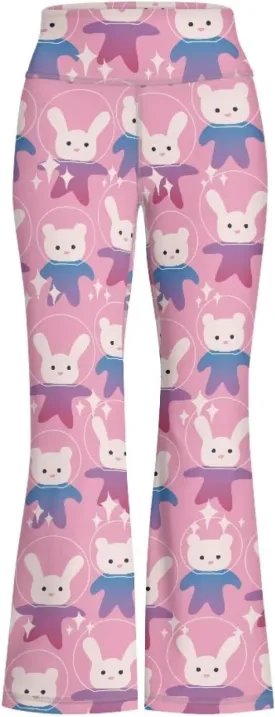 Girls' Athletic Leggings Bell Bottoms Kids Dance Running Yoga Pants High Waisted Workout Active Dance Tights