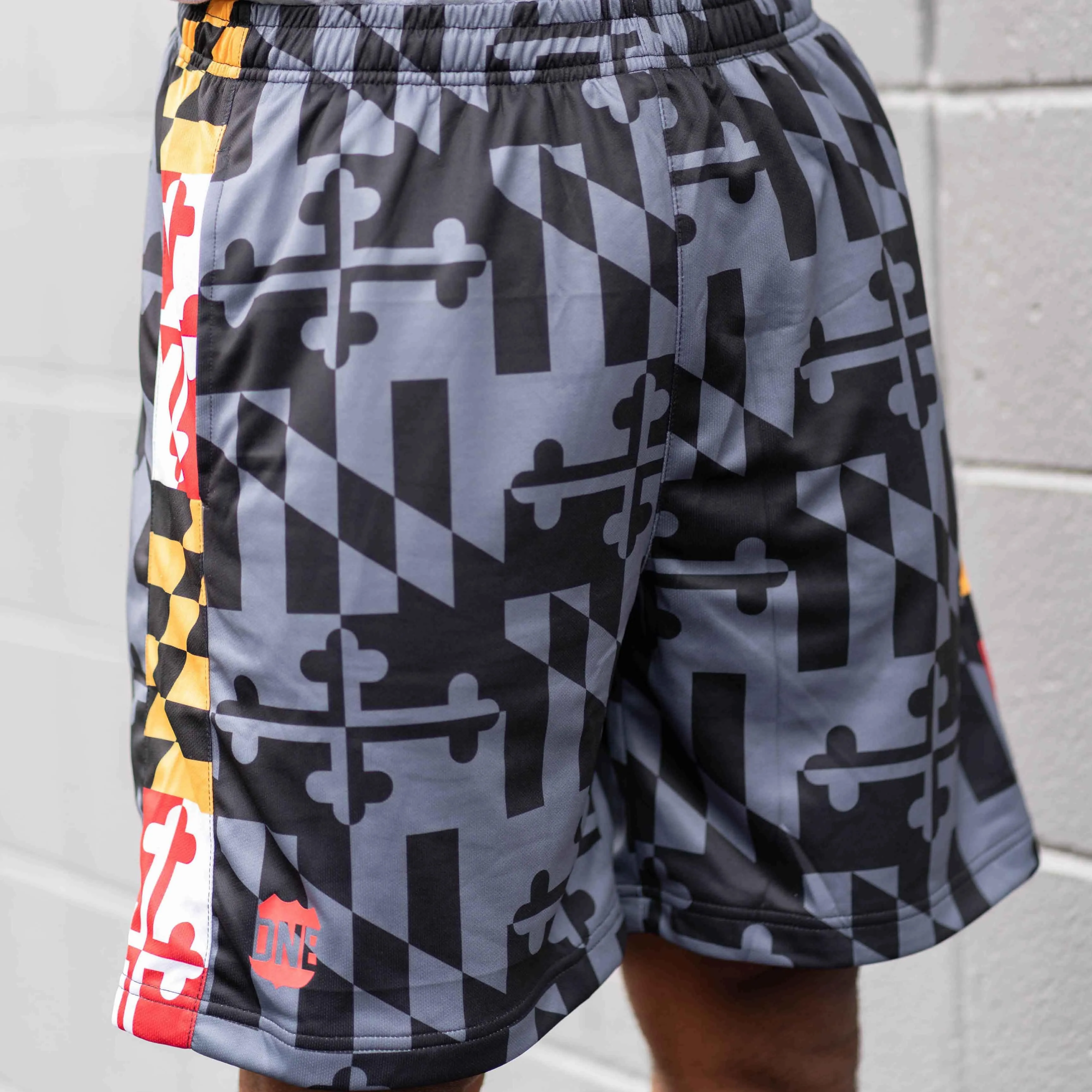 Greyscale & Maryland Flag Color Sides / Running Shorts (Men)