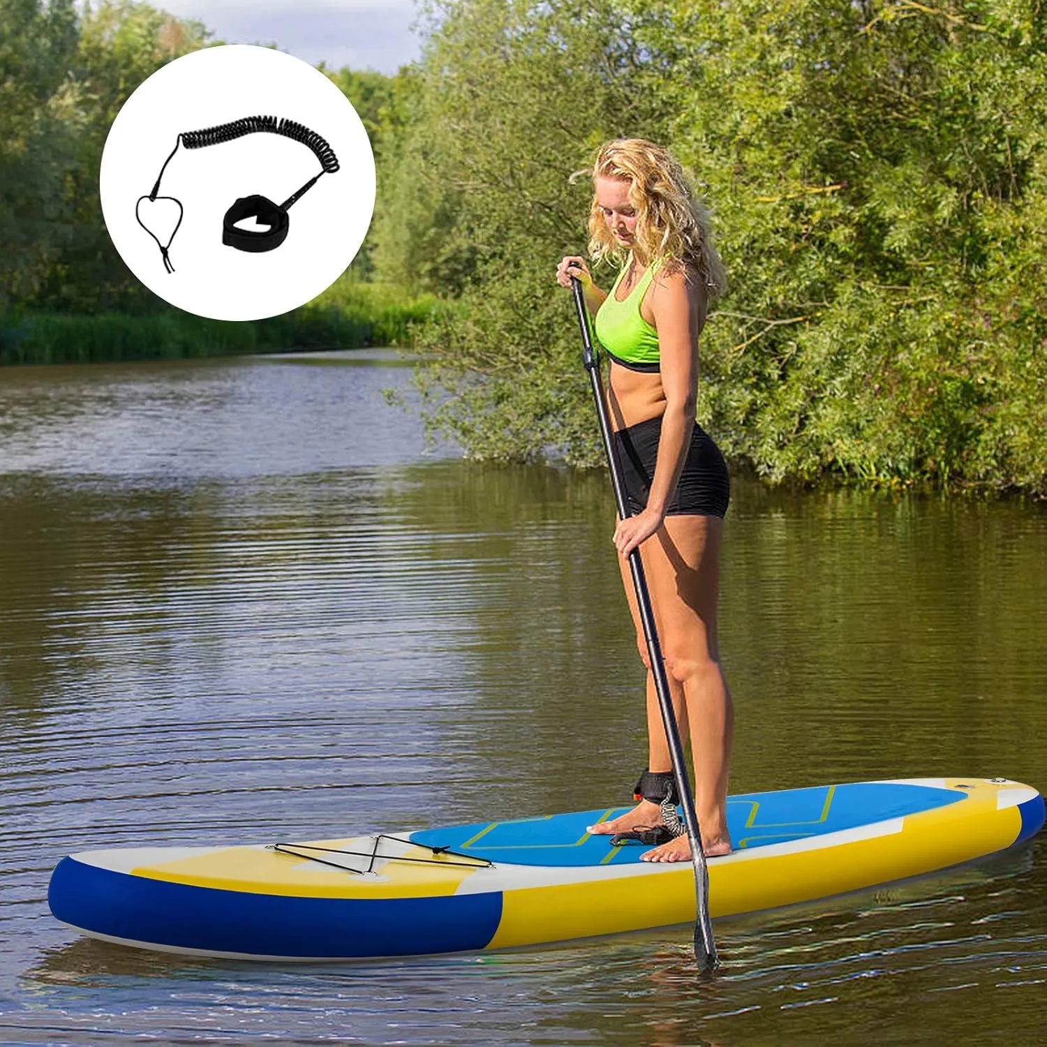 GYMAX Inflatable Stand Up Paddle Board, 10/11 x 31 x 6 Lightweight SUP with Accessory Set, Backpack, Aluminum Paddle, Non-Slip Deck, 3 Fins, Leash & Repair Kit for Surfing Yoga Fish