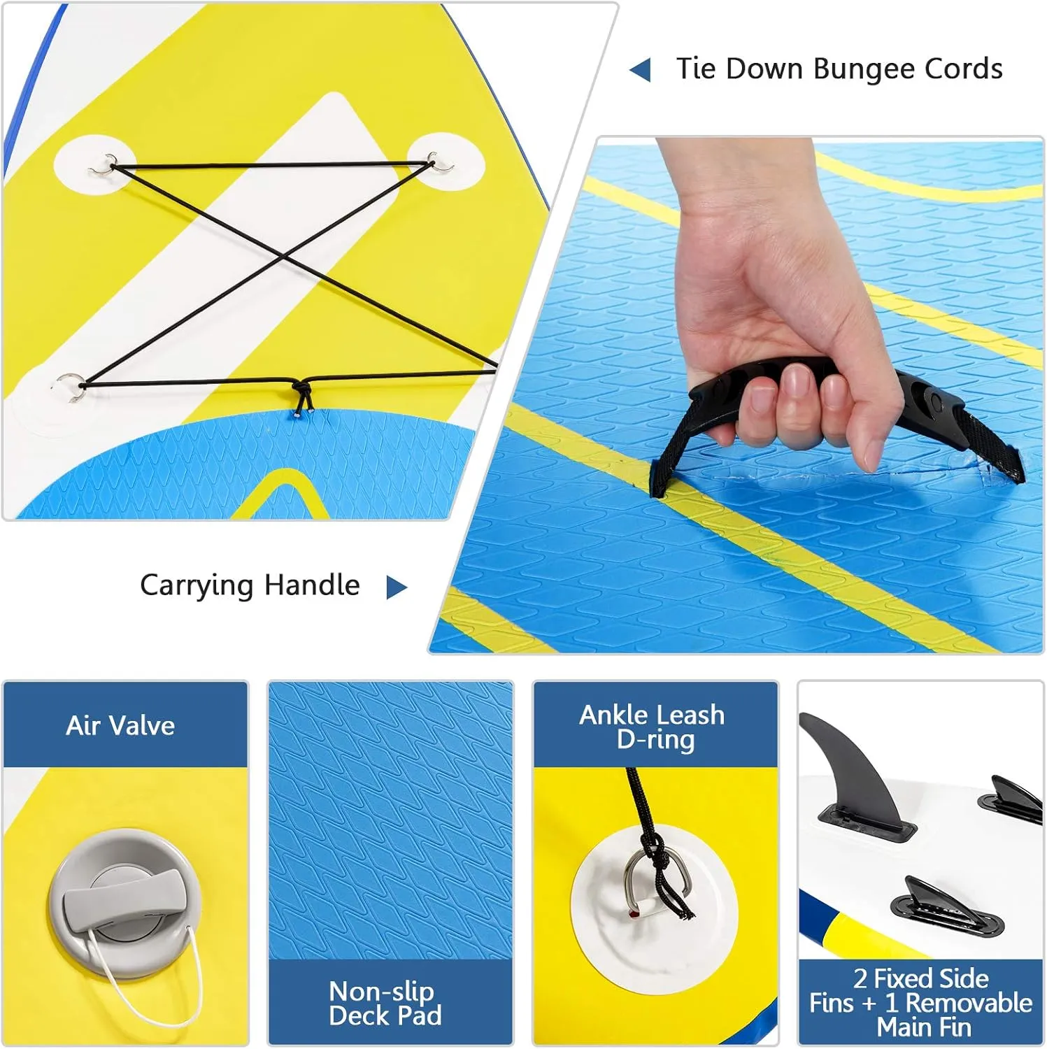 GYMAX Inflatable Stand Up Paddle Board, 10/11 x 31 x 6 Lightweight SUP with Accessory Set, Backpack, Aluminum Paddle, Non-Slip Deck, 3 Fins, Leash & Repair Kit for Surfing Yoga Fish