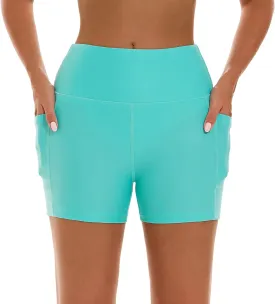 HODOSPORTS Women's 3''/5''/7''/9'' Swim Shorts UPF 50  High Waisted Board Shorts with Pockets Liner Quick Dry Swimsuit Bottom