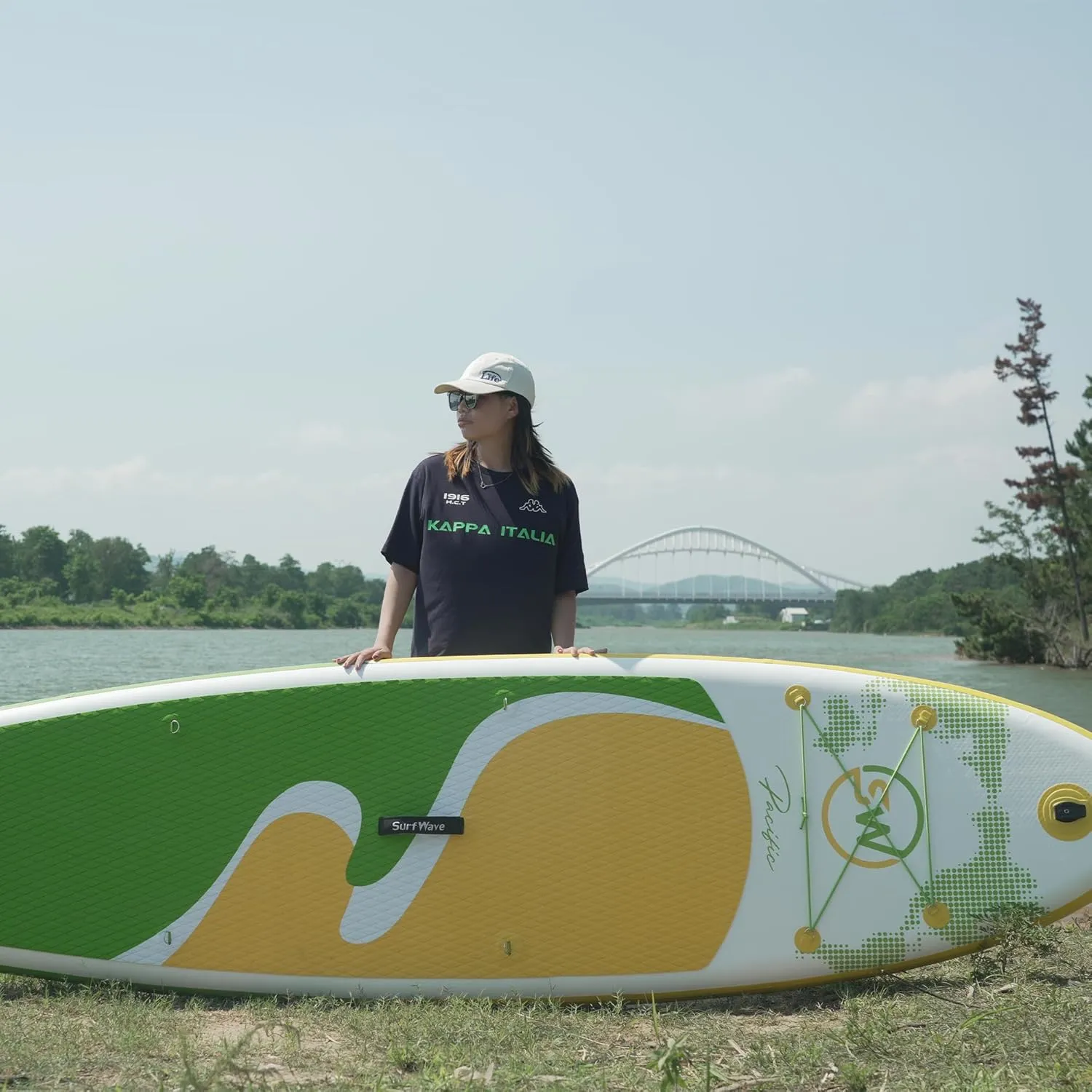 Inflatable Stand Up Paddle Board, 11'x34'' Wide Sup Board with Premium Accessories, Paddle and Pump, Carry Bag, Fin, Ankle Leash, Non-Slip Comfort Deck for Youth & Adults