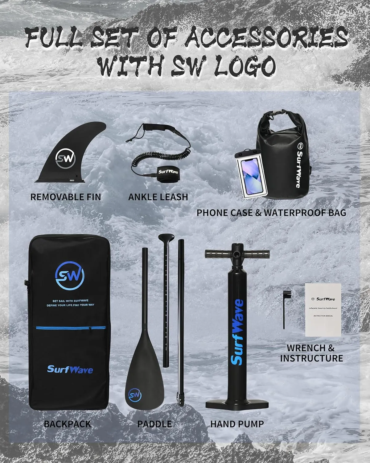 Inflatable Stand Up Paddle Board 11'x34 x6-Premium SUP Board with Paddle, Pump, Leash & Backpack - Lightweight&Stable Paddleboard for Adults&Kids - All-Accessories Included