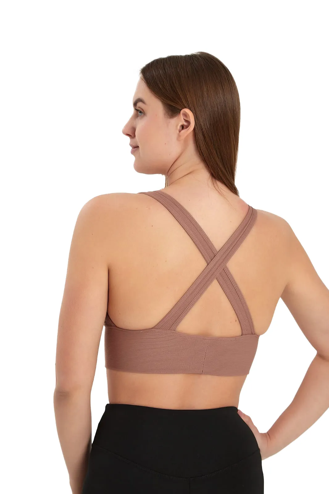 Juniors' and Women's Ultra Comfortable Soft Plunge Neck Top, Padded Workout Wear - Lightweight & Breathable Activewear