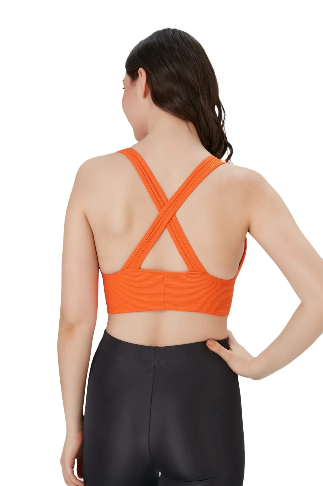 Juniors' and Women's Ultra Comfortable Soft Plunge Neck Top, Padded Workout Wear - Lightweight & Breathable Activewear