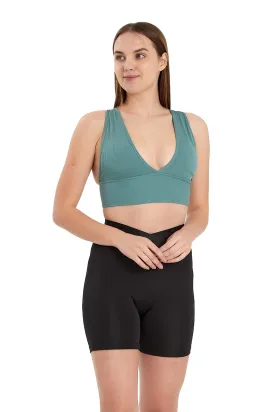 Juniors' and Women's Ultra Comfortable Soft Plunge Neck Top, Padded Workout Wear - Lightweight & Breathable Activewear