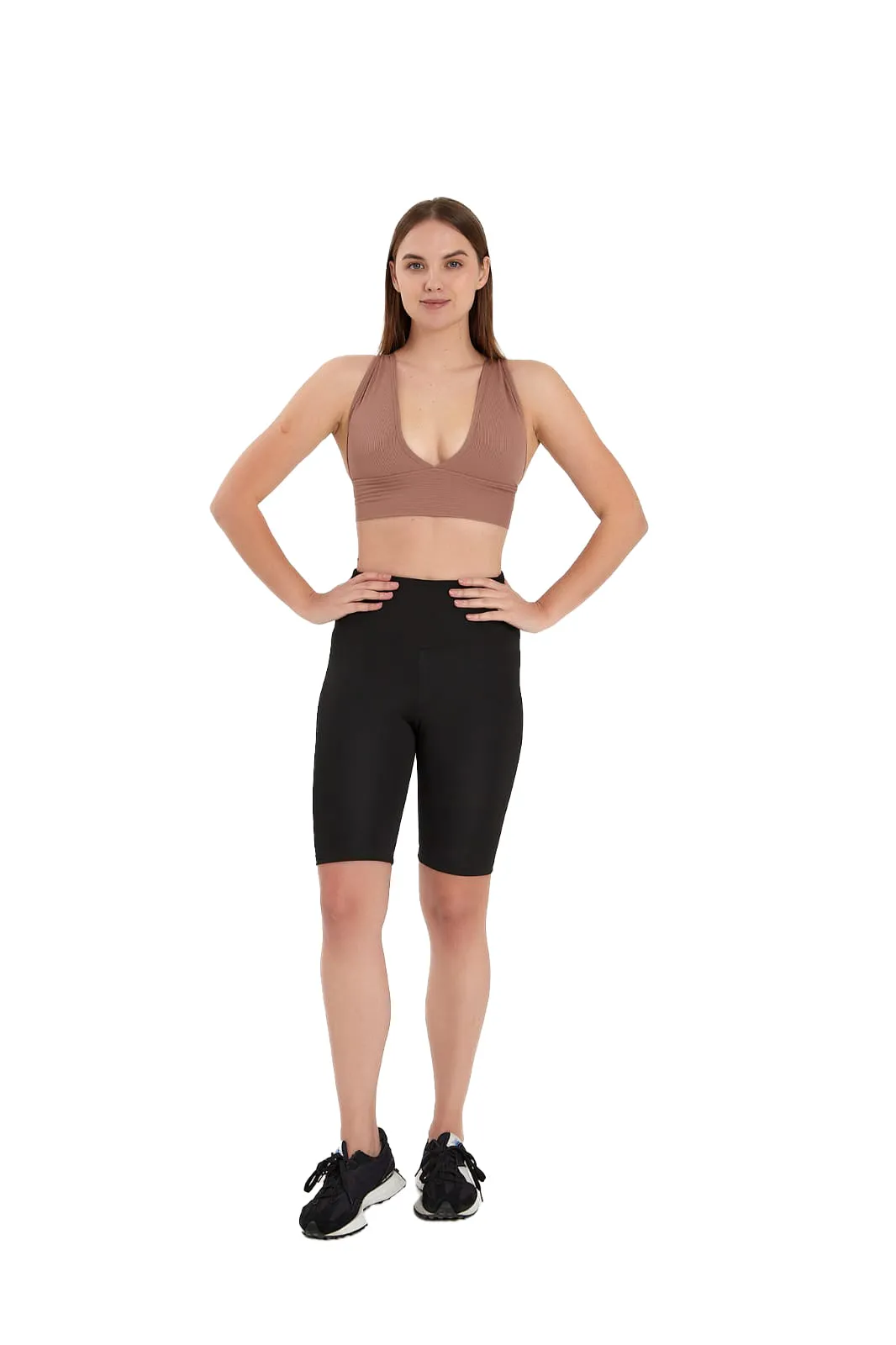 Juniors' and Women's Ultra Comfortable Soft Plunge Neck Top, Padded Workout Wear - Lightweight & Breathable Activewear