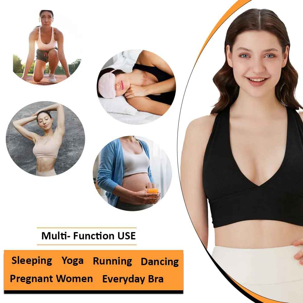Juniors' and Women's Ultra Comfortable Soft Plunge Neck Top, Padded Workout Wear - Lightweight & Breathable Activewear