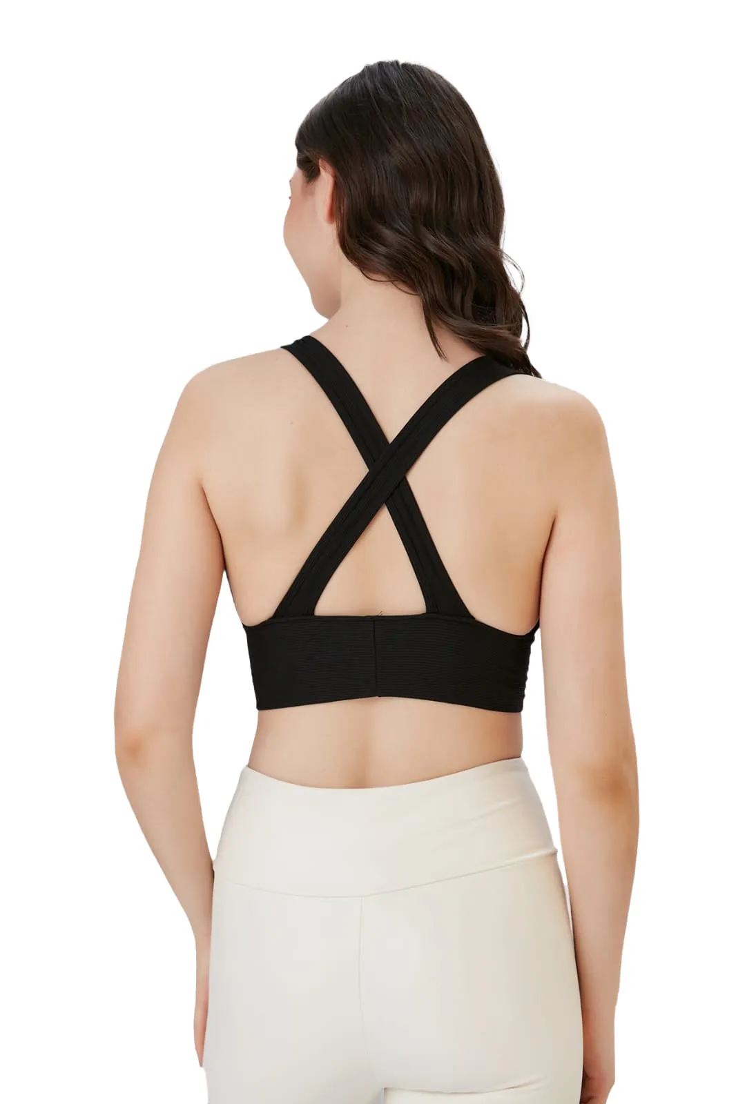 Juniors' and Women's Ultra Comfortable Soft Plunge Neck Top, Padded Workout Wear - Lightweight & Breathable Activewear