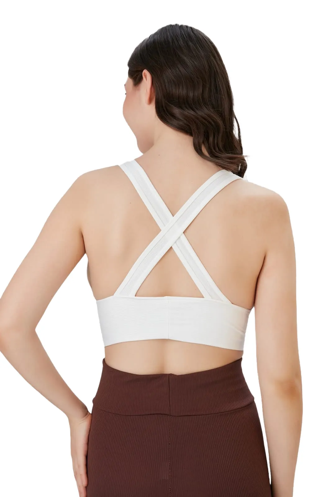 Juniors' and Women's Ultra Comfortable Soft Plunge Neck Top, Padded Workout Wear - Lightweight & Breathable Activewear