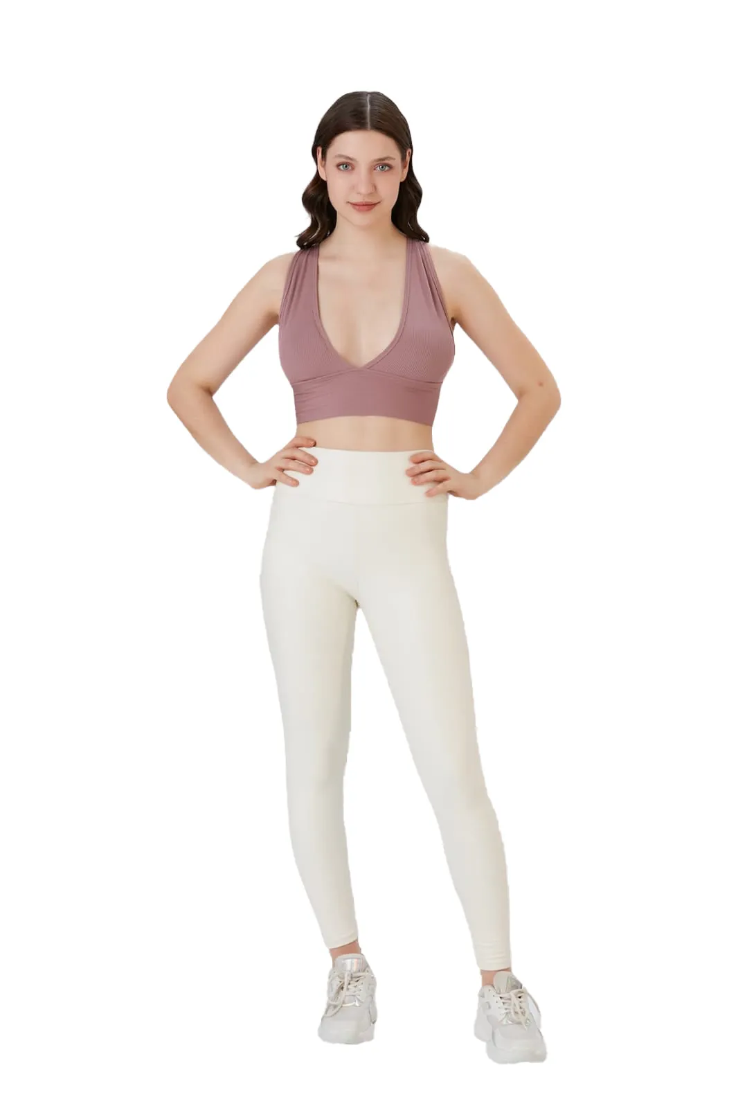 Juniors' and Women's Ultra Comfortable Soft Plunge Neck Top, Padded Workout Wear - Lightweight & Breathable Activewear