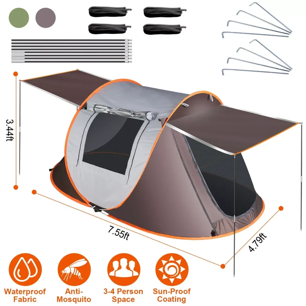 Medium Capacity 3 to 4 Persons Automatic Pop Up Camping Tent