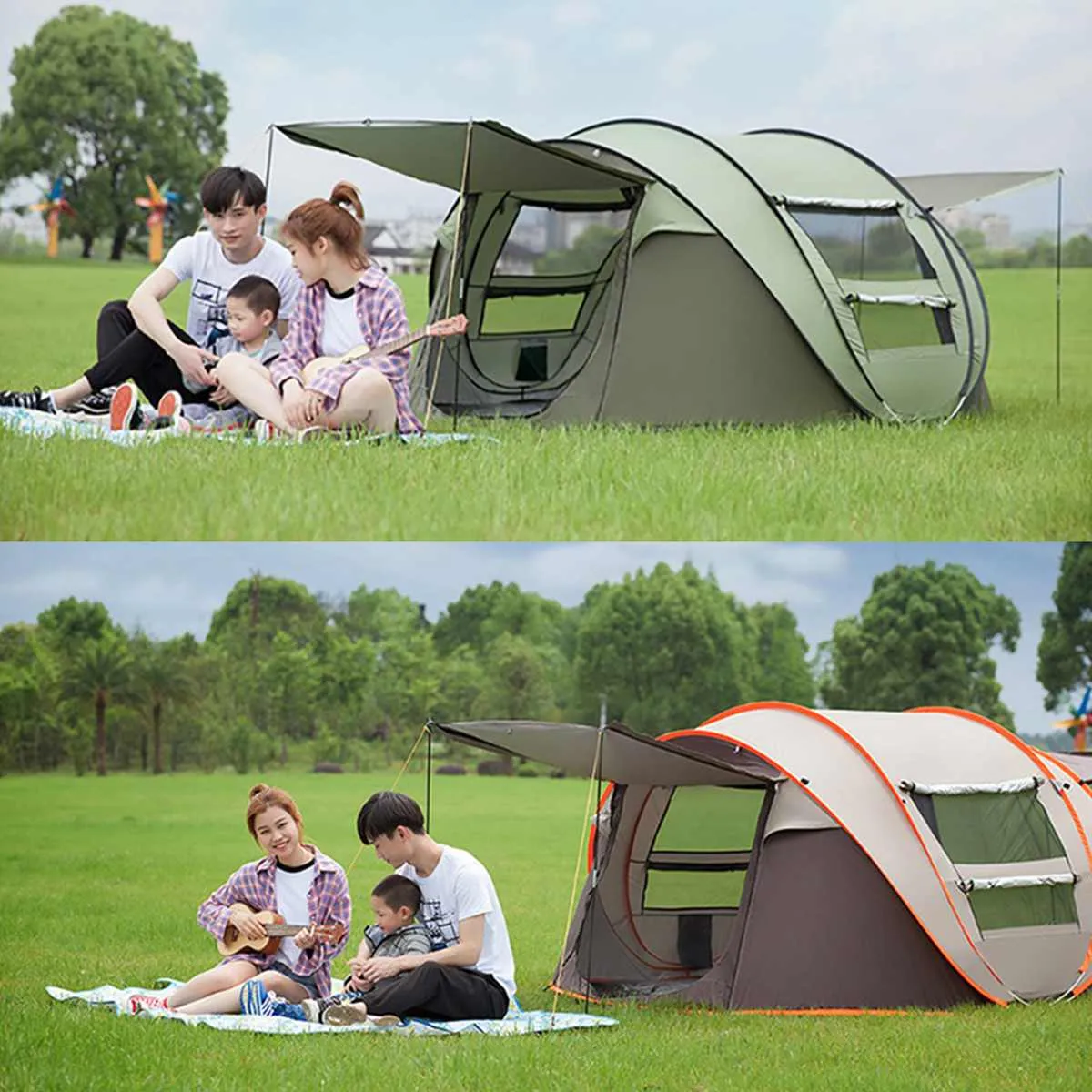 Medium Capacity 3 to 4 Persons Automatic Pop Up Camping Tent