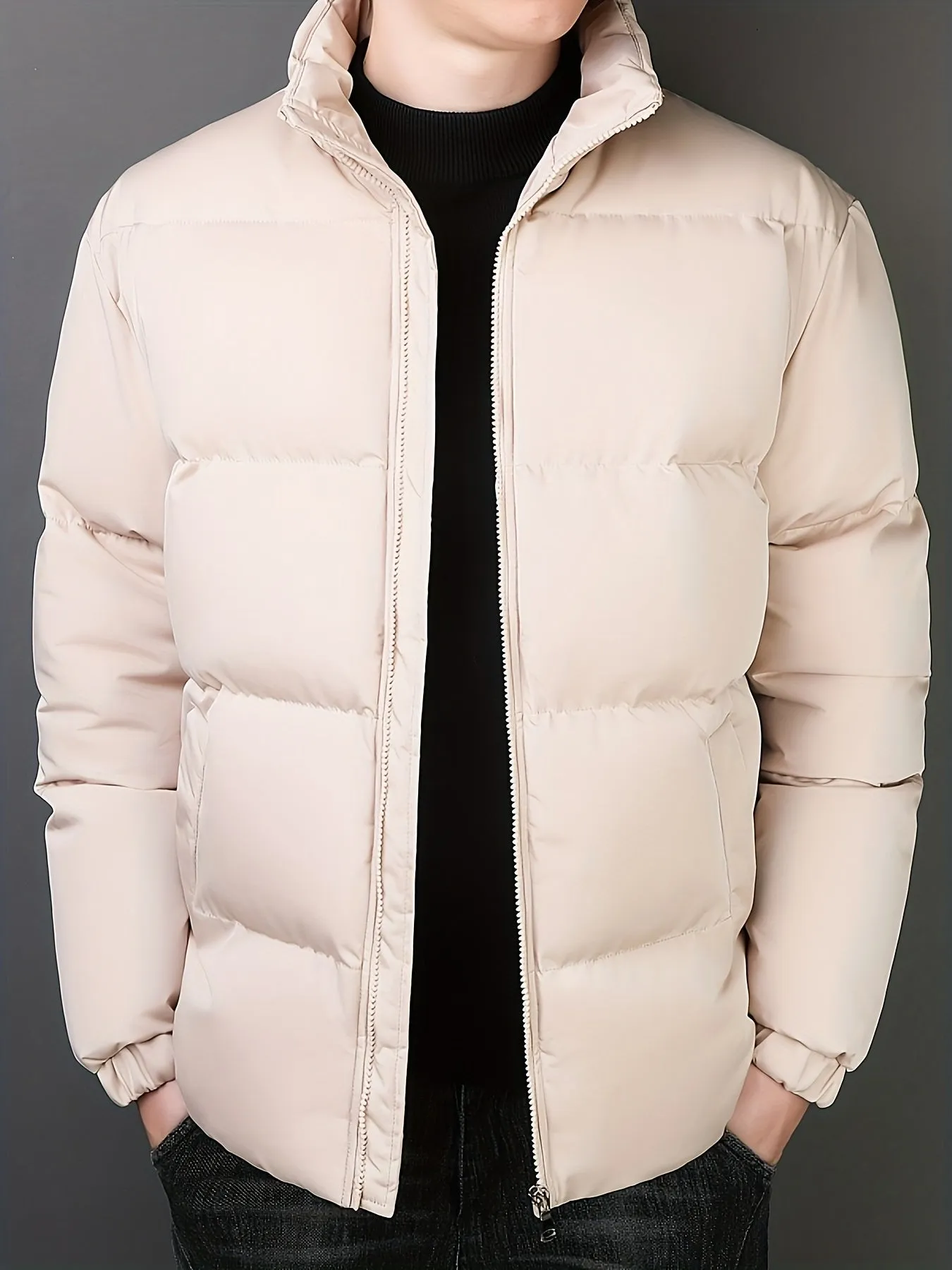 Men's Casual Padded Windbreaker Jacket with Stand Collar | Ideal for Autumn/Winter