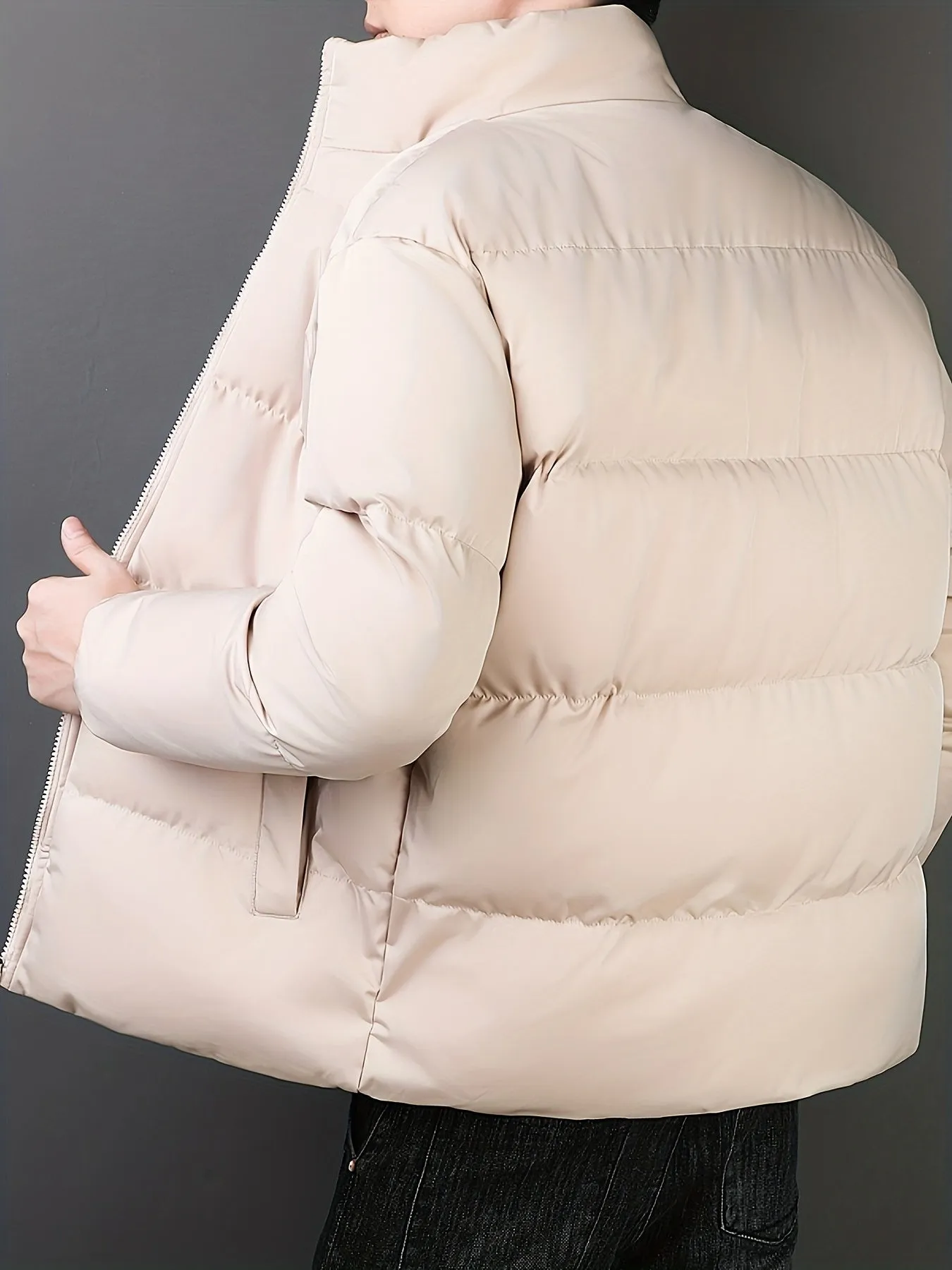 Men's Casual Padded Windbreaker Jacket with Stand Collar | Ideal for Autumn/Winter