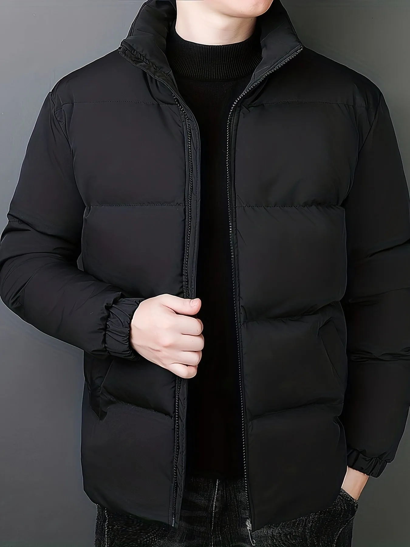 Men's Casual Padded Windbreaker Jacket with Stand Collar | Ideal for Autumn/Winter