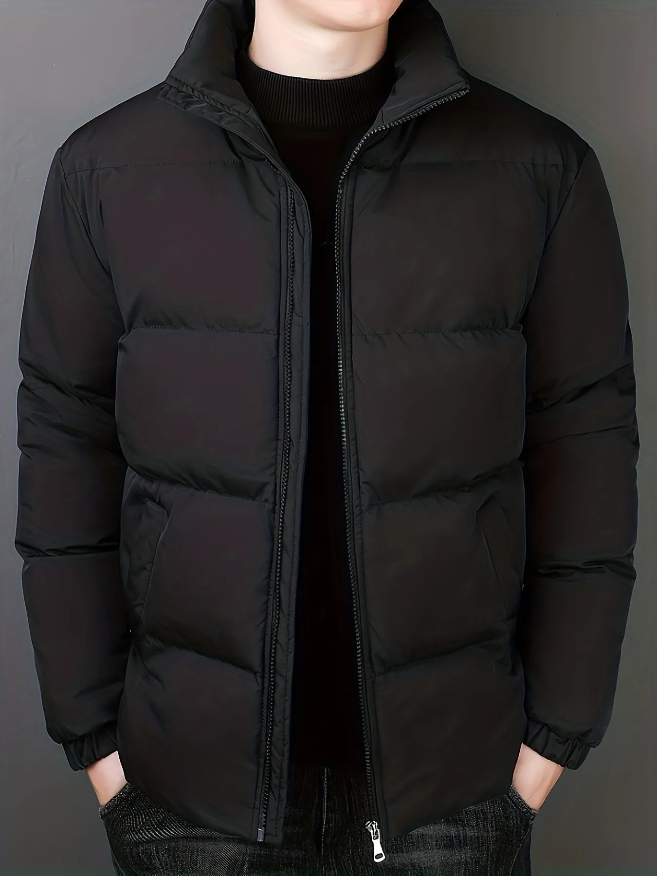 Men's Casual Padded Windbreaker Jacket with Stand Collar | Ideal for Autumn/Winter