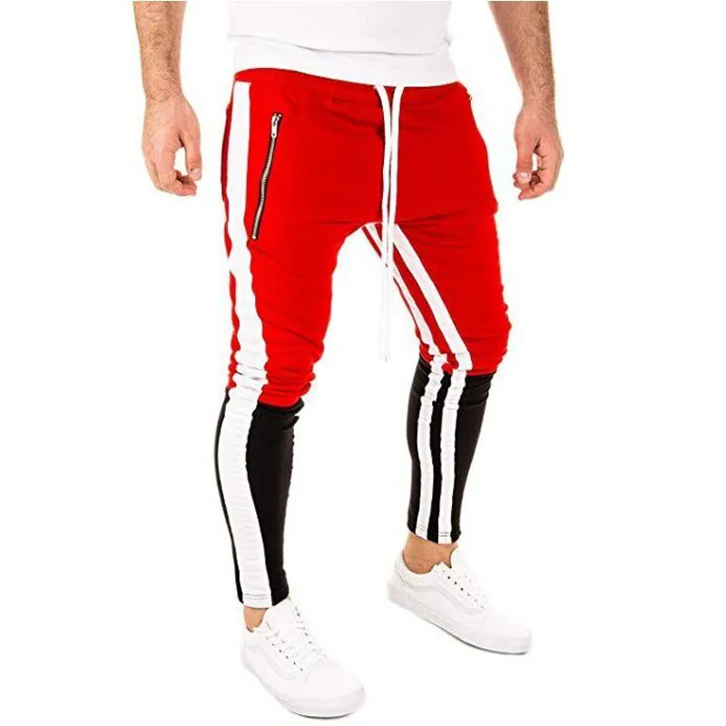 Men's Fashion Red & Black Casual Running Jogger Pants