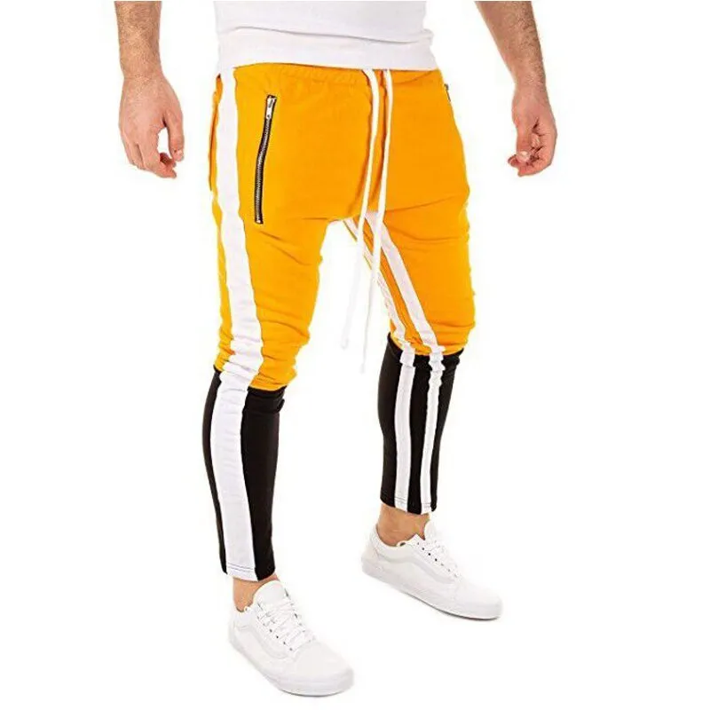 Men's Fashion Yellow & Black Casual Running Jogger Pants